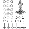 T Slot Bolts for Roof Rack Cross Bars, Platform, Cargo Basket, Stainless M6x35mm/M8x30mm, 3mm Thick, Square T Track Bolt Adapter to Secure Bike/Ski/Kayak Rack, Solar Panel, Awning