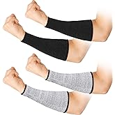 Geyoga 2 Pairs Cut Resistant Sleeve Arm Protection Level 5 Protection Safety Protective Sleeves Arm Protectors for Men Women(8.6 x 3.7 Inches,Black, Gray)