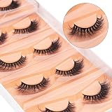 DYSILK Wispy Fluffy False Eyelashes 5 Pairs 6D Faux Mink Natural Look Cat-Eye view 5