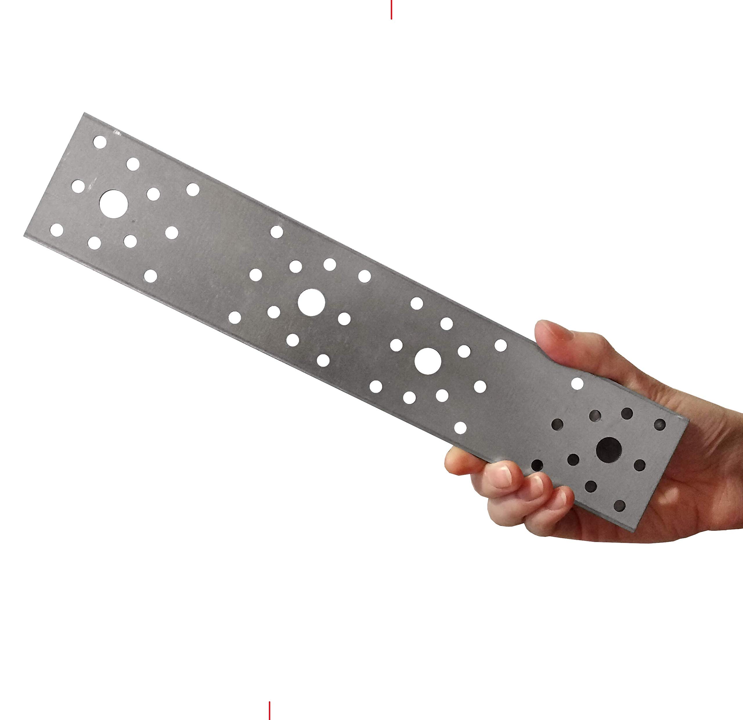 LLB Flat Connecting Joining Plate Mending Heavy Duty Pack of 5pcs Timber Fixing Wood Bracket Brace Perforated Iron Galvanised Metal Steel Sheet l Big Size 11" x 2" (280 x 55 x 2.5mm)
