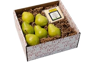 CAPITAL CITY FRUIT 1949 Holiday Pear and Cheese Gift Box - 6 Premium Fresh Pears and Artisan White Cheddar Cheese - Holiday Gift Basket for Corporate Clients, Family, Friends