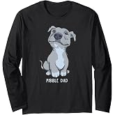 Pitbull Pibble Dad Father's Day Pitbull Lover Men's Graphic Long Sleeve T-Shirt