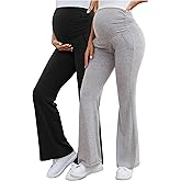 PACBREEZE Women's Maternity Flare Pants, Lounge Casual Pajamas Pants, Stretchy Bootcut Pregnancy Pants, S-XXL