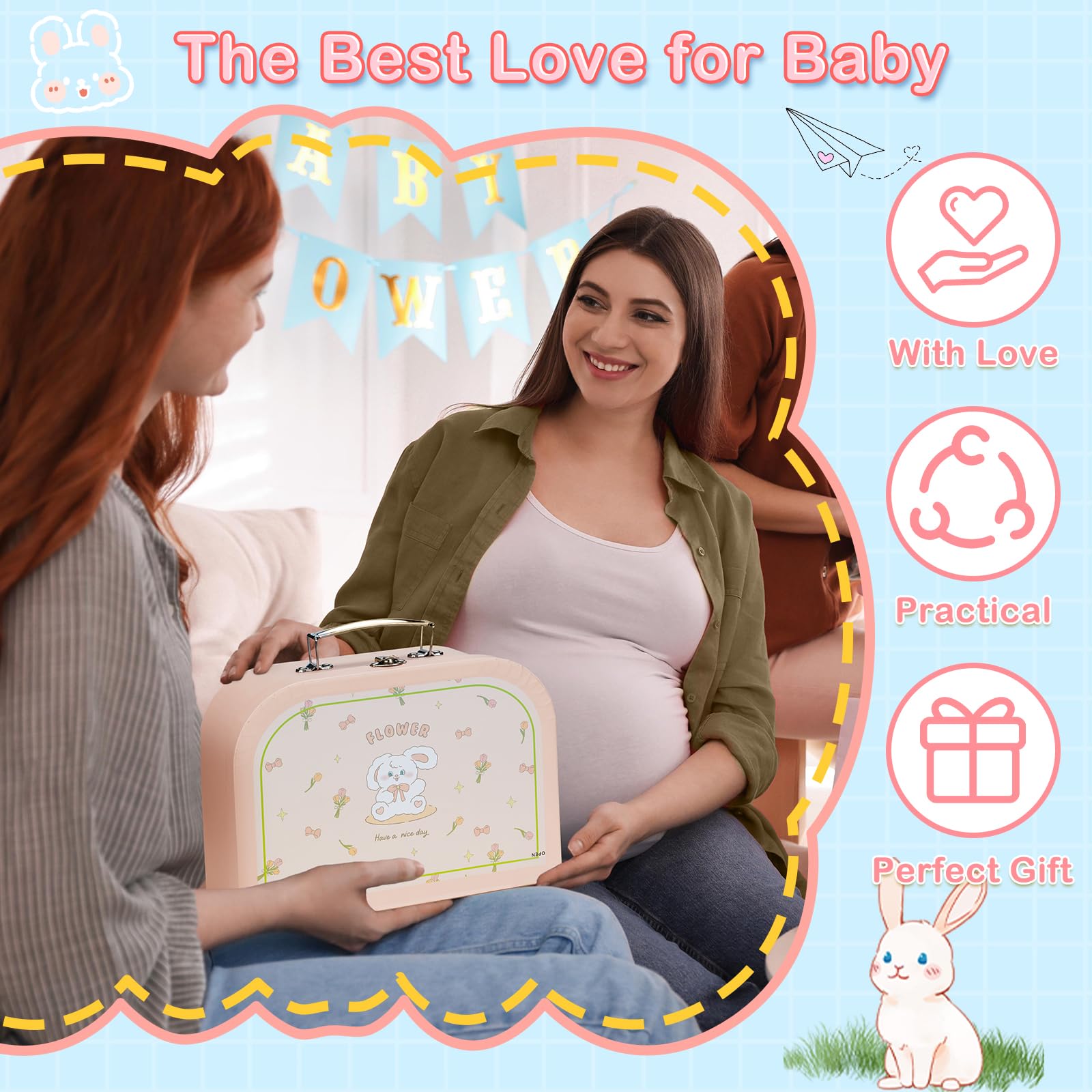 Baby Girl Gift Basket, 8Pcs Baby Girl Gifts Newborn Gift Set, Cute & Practical Baby Girl Newborn Essentials Gift Basket Set, Warm Gifts Newborn Baby Girl Gifts Set, Best Welcome Baby Gift