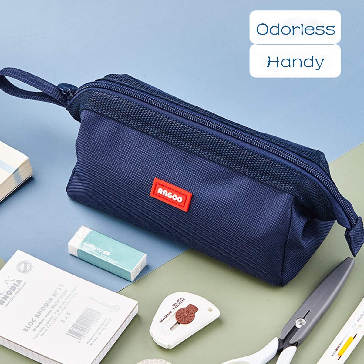 iSuperb Large Pencil Case Boys Pencil Bag Pouch Holder for Girls Portable Office Aesthetic Stationery Makeup Bag for Secondary School Teen Men Women Personalized Pen Bag(Dark Blue) - Image 5