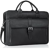 ESTARER Laptop Briefcase 15.6 Inch, Men’s Briefcase for Business/Travel, Leather Computer Office Work Bag, Water Resistant Laptop Bag, Black