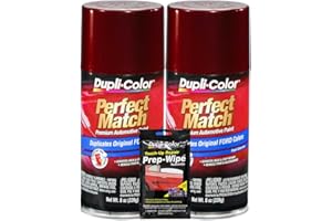 Dupli-Color Dark Toreador Red Exact-Match Automotive Paint For Ford Vehicles - 8 oz, Bundles with Prep Wipe (3 Items)