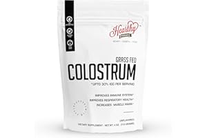 HEARTHY FOODS Pure Bovine Colostrum Powder 4oz 113g - Upto 30% IGG, 22 Servings (5g per seving), Leaky Gut Repair Supplements, Gut Health and Immune Support | Grass-Fed Halal Non GMO, Gluten Free