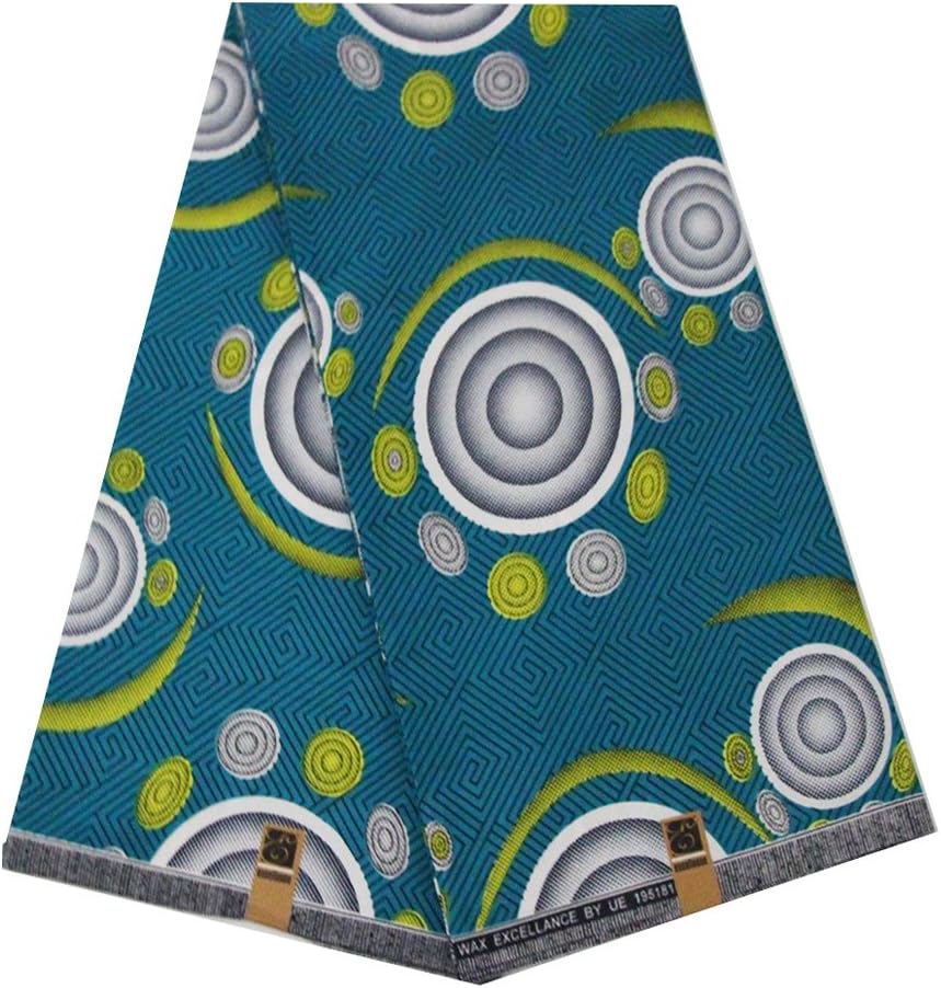 pqdaysun African Super Wax Print Fabric Ankara Fabric Wax Material 6 Yards for Sewing Dress Clothing (Blue Coral)