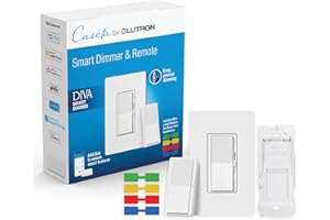 Lutron Diva Smart Dimmer Light Switch 3-Way Kit for Caseta Smart Lighting, w/Plate, Pico Remote, Wallmount Bracket, and Label Stickers, No Neutral Required, DVRF-PKG1D-WH