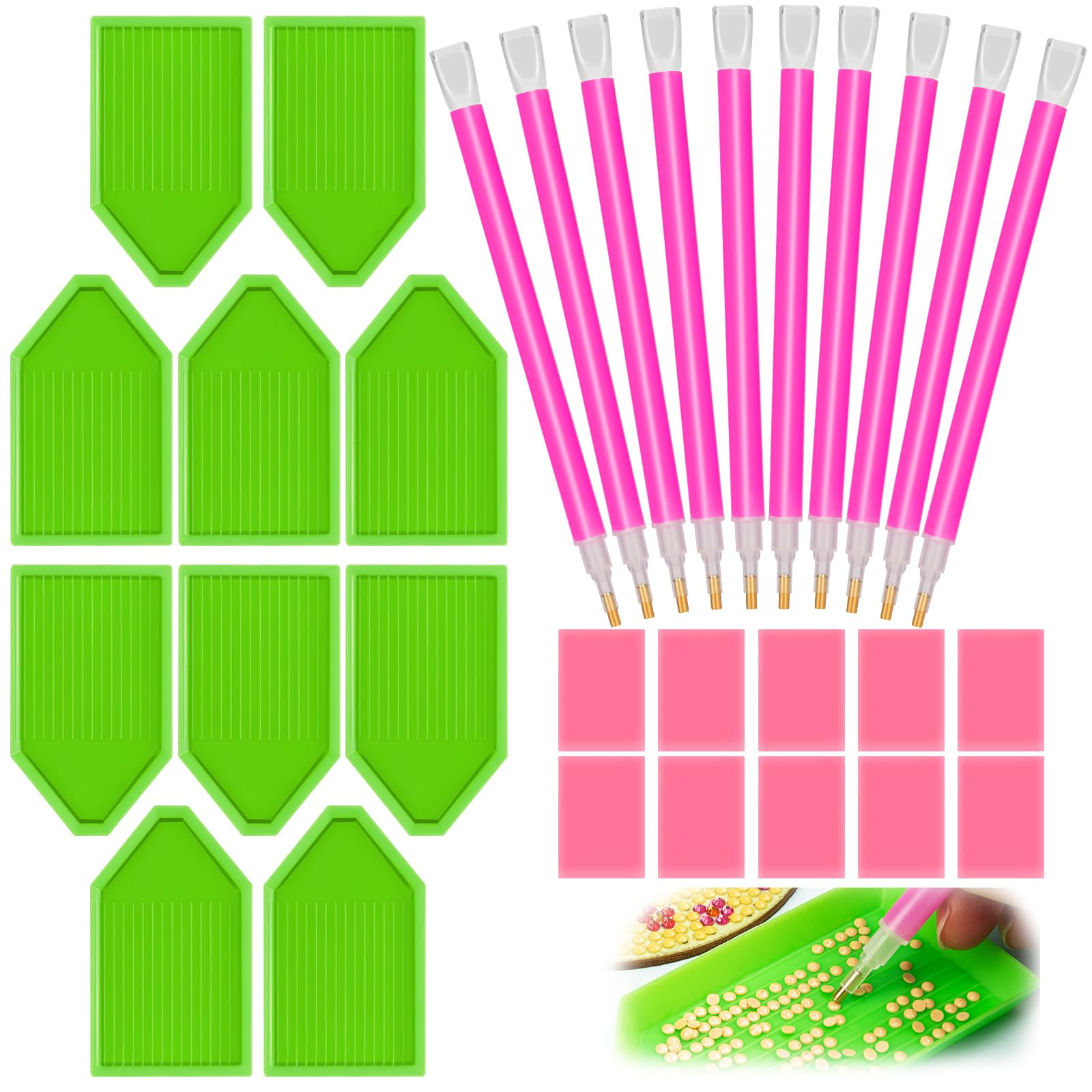 SYOZPXY 30PCS 5D Diamond Art Wax Accessories, Diamond Art Painting Tools with 10 Drill Pen Grip Tray, Diamonds Paintings Kits for Adults DIY Diamonds Painting Crafts Kids Gift