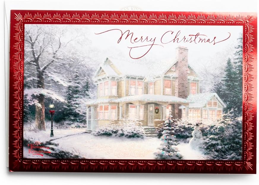 Paper 629xxh3131 Hallmark Thomas Kinkade Christmas Card Ice Skating Office Products Thomas Kinkade Christmas Cards 2021