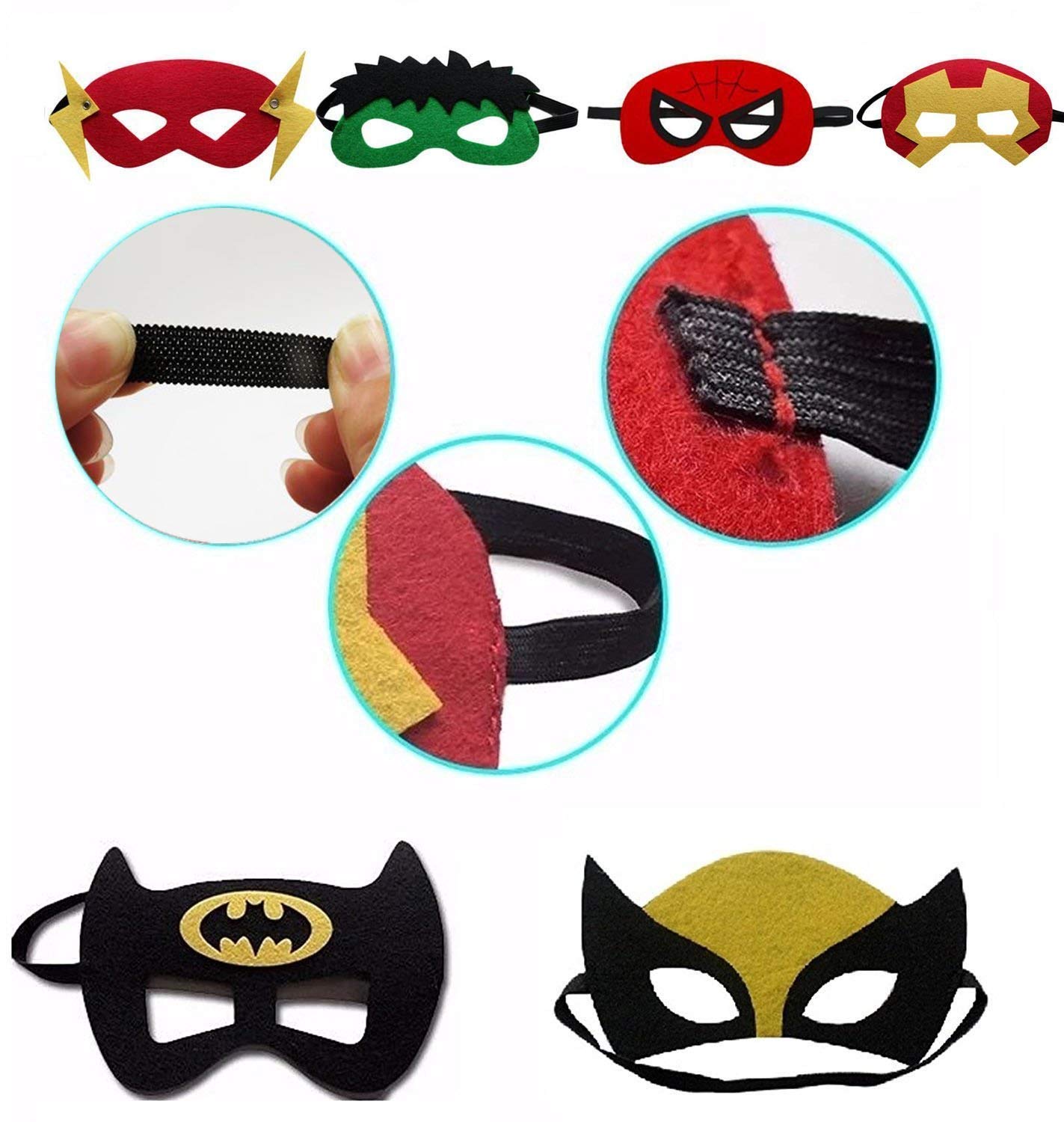 SouthStar Masks for Children, 15pcs Superhero Masks Felt Superhero Mask with Elastic Cord, Ideal for Children\'s Parties Bag Fillers