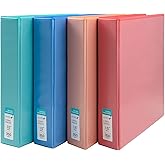 Yoobi 3 Ring Binders – 1.5 Inch Binder with Round D Rings and 2 Pockets, Durable, PVC-Free Organizer with 375 Sheets Capacity, 4- Pack Colored Binders with Plastic Cover for Office Supplies