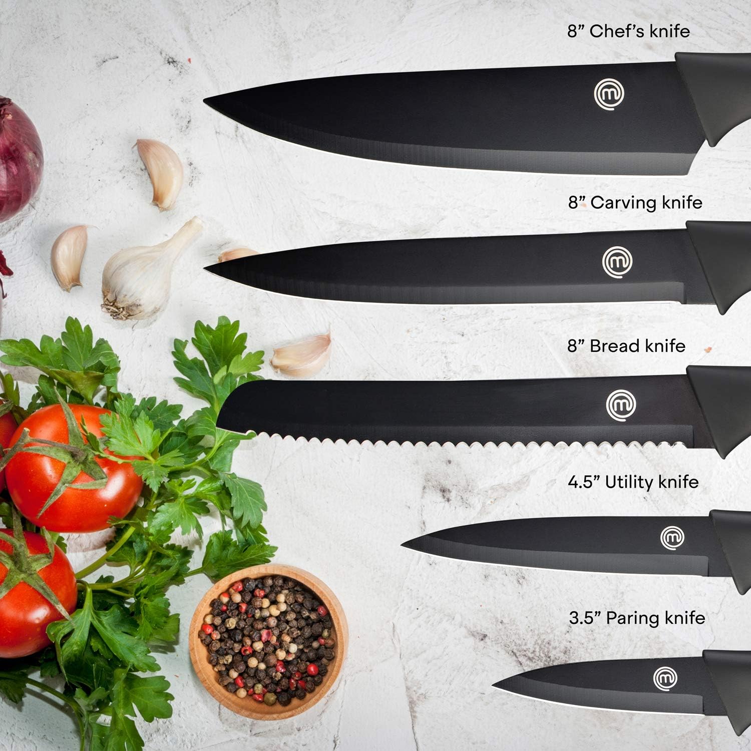 MasterChef 5Piece Knife Set, Incl. Paring Knife, Utility Knife