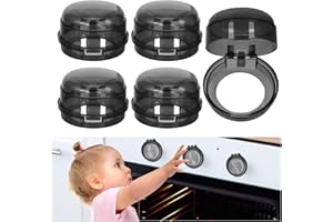 Ptwola 5PCS Stove Knob Covers for Child Safety Resistant Universal Size Gas Knob Locks Covers Removable Adhesive Oven Front Electric Stove Lock Guard Kit for Home Kitchen Kids Pets Childproof