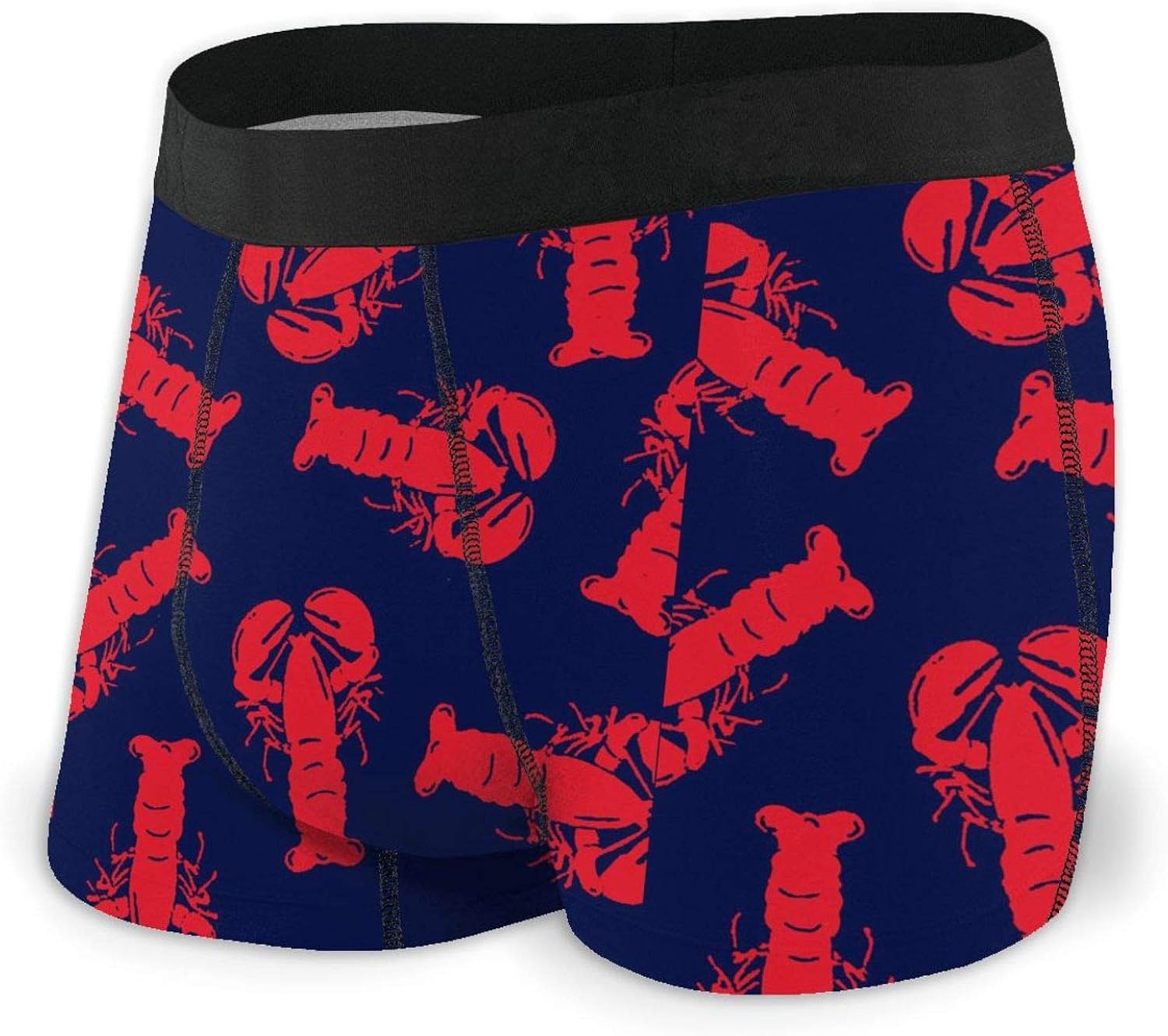 Takashimo Red Lobster in Blue Pattern Men's Boxer Briefs Soft Underwear