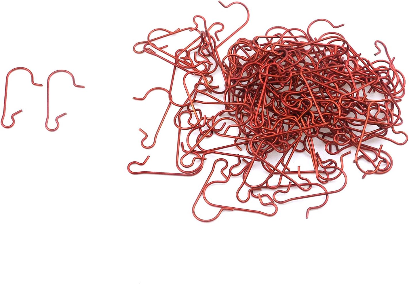 Ornament Hooks - Tighall 100PCS Mini Metal Decorative Hanger Hooks Light Duty Ornament Hook Red 30mm Length for Christmas Decorations