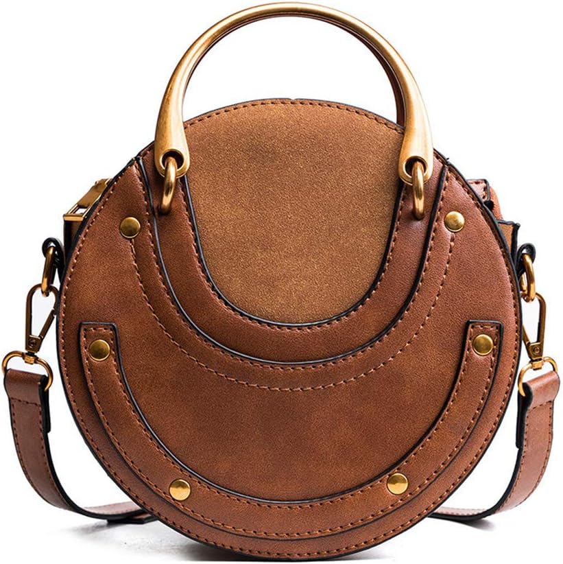 Women Round Handbag Small Shoulder Crossbody Bag Fashion Designer Saddle Bag