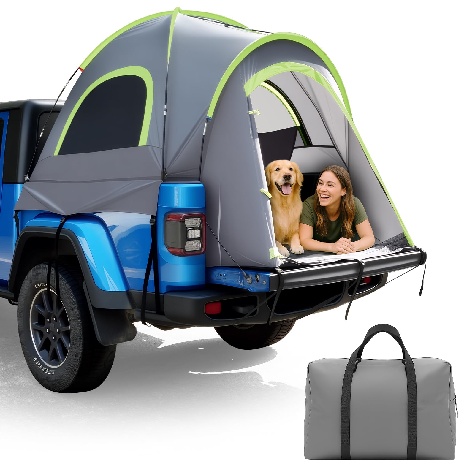 Photo 1 of Pickup Jeep Truck Bed Tent, Tacoma Bed Tent 5ft, Tacoma Tent for 2 Person, Waterproof PU2000mm Double Layer with Rainfly, Full-Size Compact