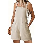 Dokotoo Women's Casual Rompers Loose Overalls One Piece Sleeveless Wide Leg Short Pant Jumpsuits With Pockets