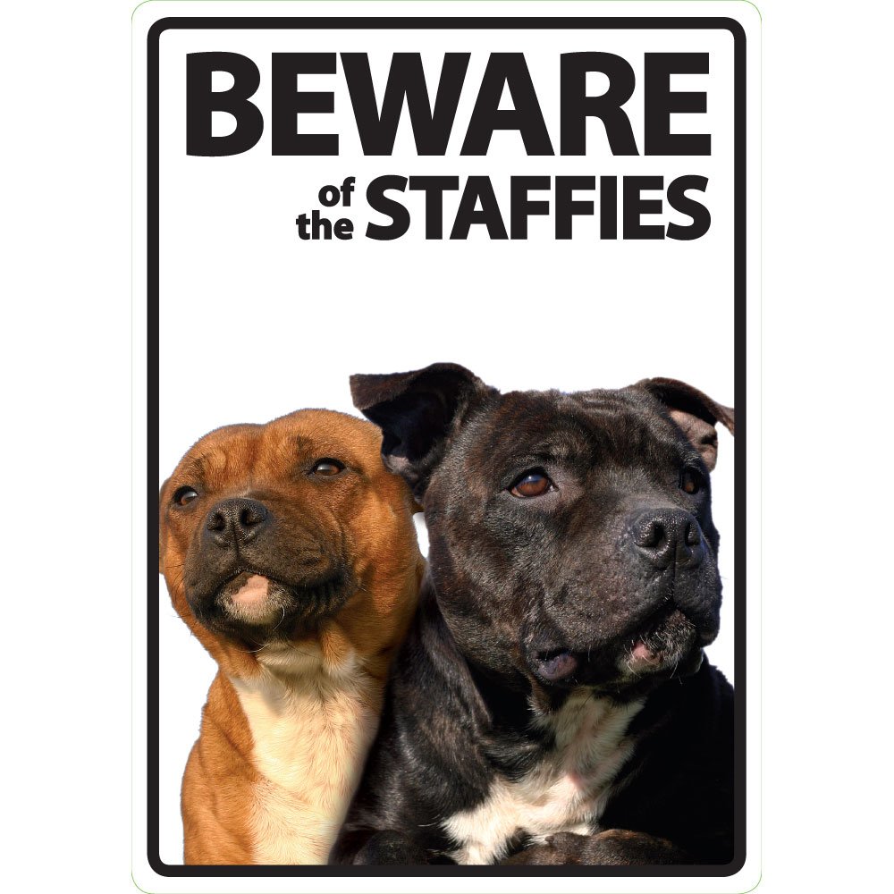 Magnet & Steel 3139 Beware Of The Staffies A5 Sign, 21.0 cm*15.0 cm*0.1 cm