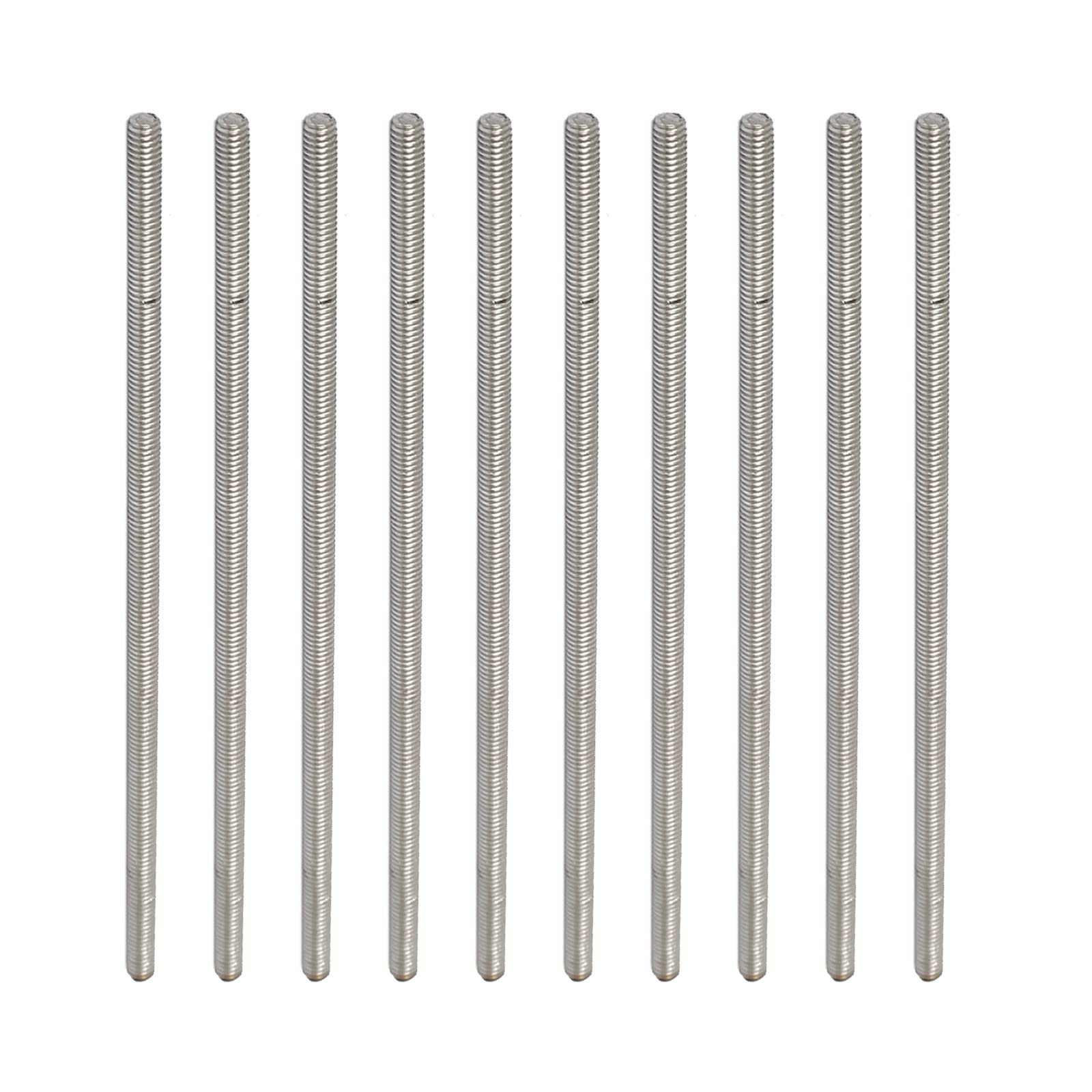 Rebower Fully Threaded Rod 304 Stainless Steel Rod Bar Studs, [for Hanger and U-Bolts] - M4 x 120mm Male Threaded /Silver/10Pack