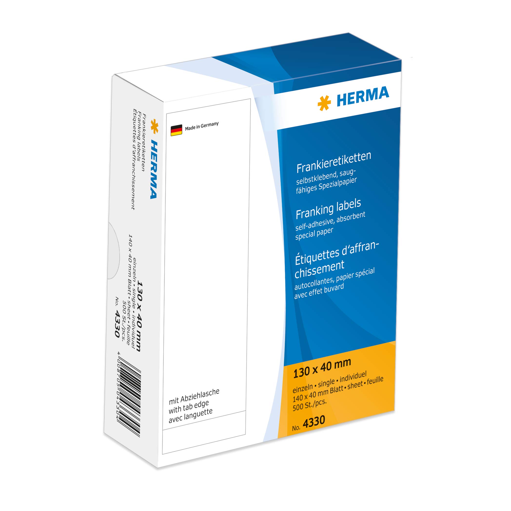 Herma 130 x 40 mm Franking Labels with Tab Edge (Pack of 500)