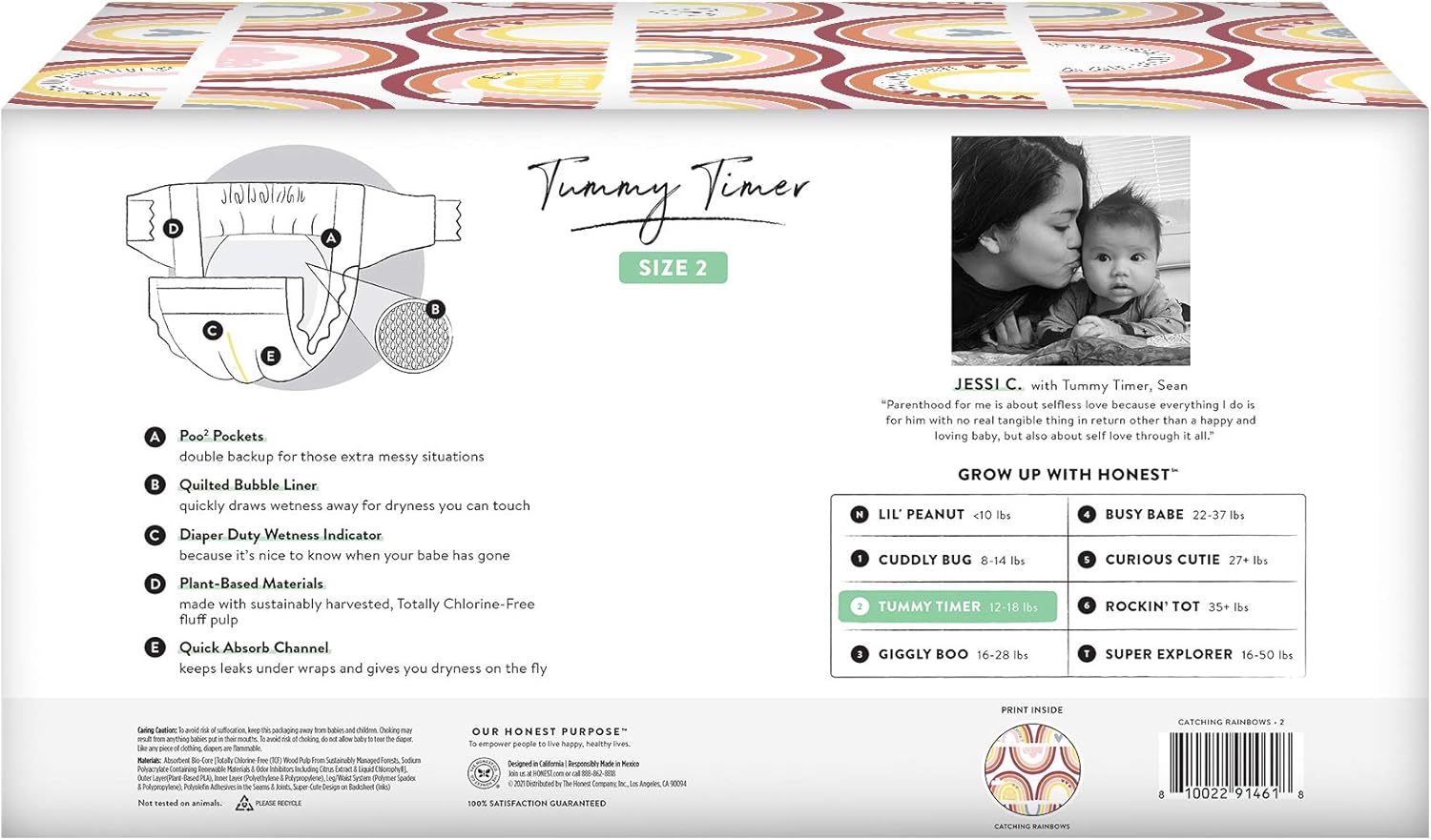 The Honest Company Club Box, Clean Conscious Diapers, Spring Seasonal - Catching Rainbows, Size 2, 76 Count: Health & Personal Care