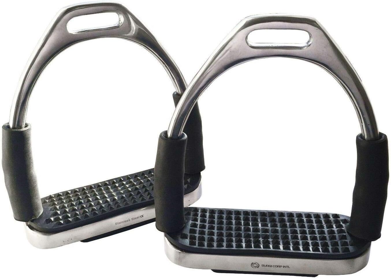 Surgi Corp Intl FLEXI SAFETY STIRRUPS HORSE RIDING BENDY IRONS STAINLESS STEEL (4.75")