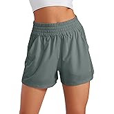 CRZ YOGA Linerless Relaxed Casual Shorts for Women 3" - High Waisted for Lounge Athletic Golf with Pockets