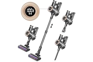 Homeika Cordless Vacuum Cleaner, 20Kpa Powerful Suction Vacuum Cleaner with LED Display, 30 Min Runtime Detachable Battery, 1.5L Dust Cup, for Carpet and Hard Floor Pet Hair (Black)