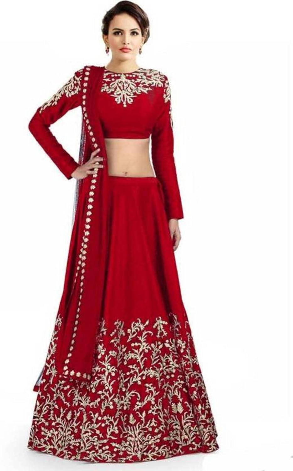 7 eleven store women's red taffeta silk lehenga choli (red_prachi_lehenga)