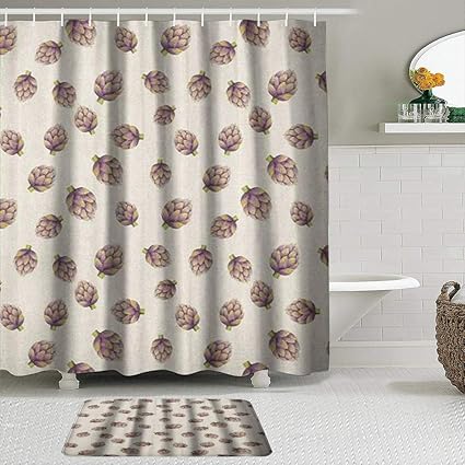 MAYBELOST 2-teiliges Duschvorhangset mit Rutschfester Badematte