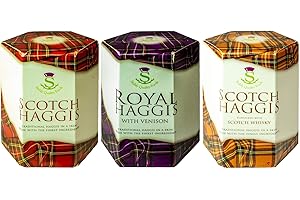 Scottish Haggis Pack of 3: Traditional, Traditional with Venison and Scotch Whisky Flavour Haggis Canned Scottish Food Gifts 
