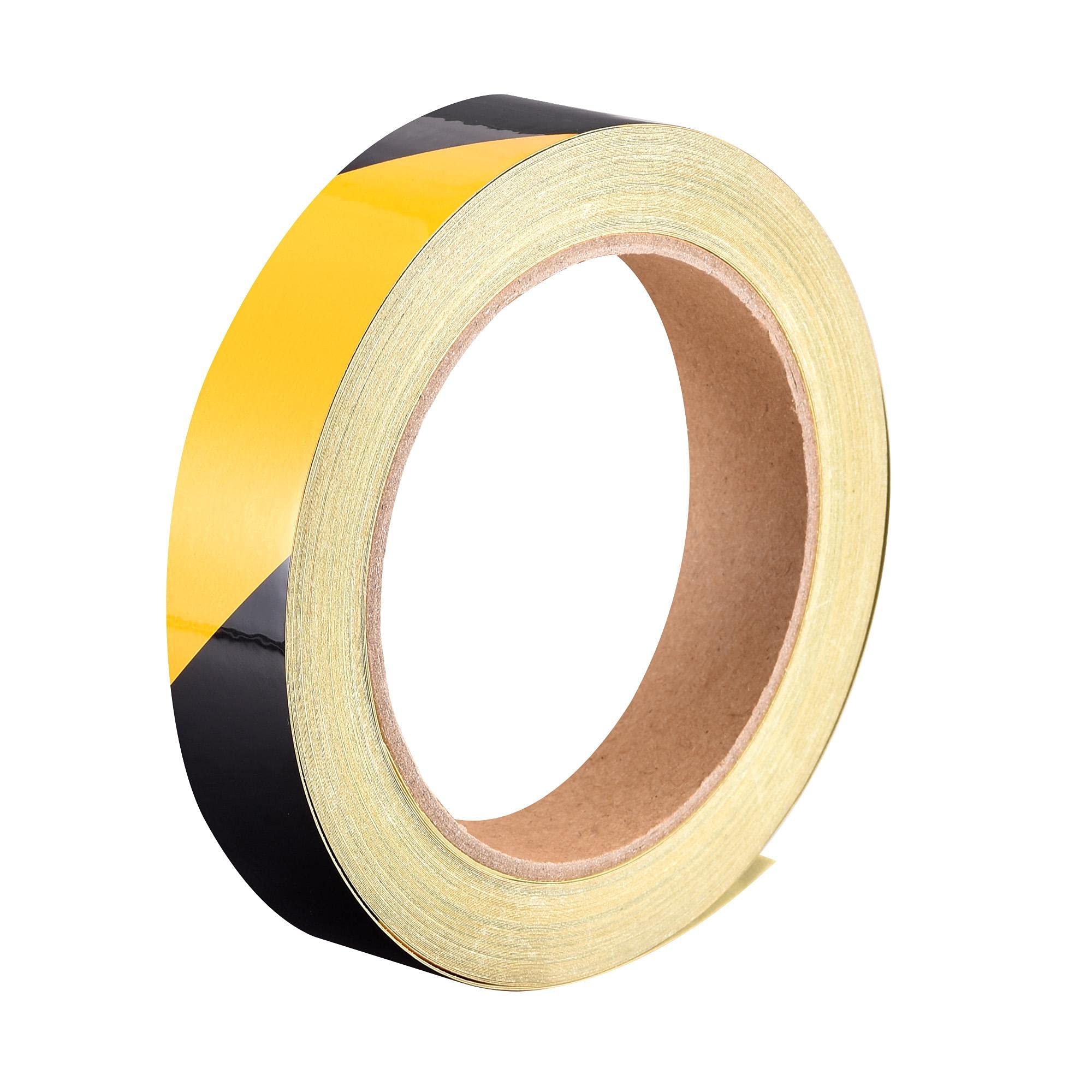 sourcing map Reflective Tape Yellow Black, 20mm x 25m, Outdoor Waterproof Warning Tape for Bikes, RV, and Boat Striping Marking