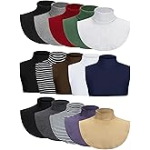 Hoolerry 15 Pcs Fake Turtleneck Bulk for Women Fake Collar Winter False Dickey Detachable Collars Unisex Cotton Neck Cover Simple Half Top Mock Turtleneck Gaiters Warmer for Men Sweater Blouse