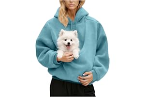 Womens Pouch Hoodie Pocket Front Carry Pouch Fuzzy Fleece Sweatshirt Soft Carrier Pullover Puppy Kitten Dogs Holder
