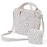 Small Floral Quilted Tote Bag for Women, Cute Crossbody Shoulder Purse with Pockets, Everyday Handbags