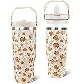 Zifmrtrwn Thanksgiving Tumbler with Handle and Straw 5D PrintTurkey Tumbler Insulated Stainless Steel Cup Coffee Travel Mug Fall Thanksgiving Gifts Decor-30 oz(1PCS)