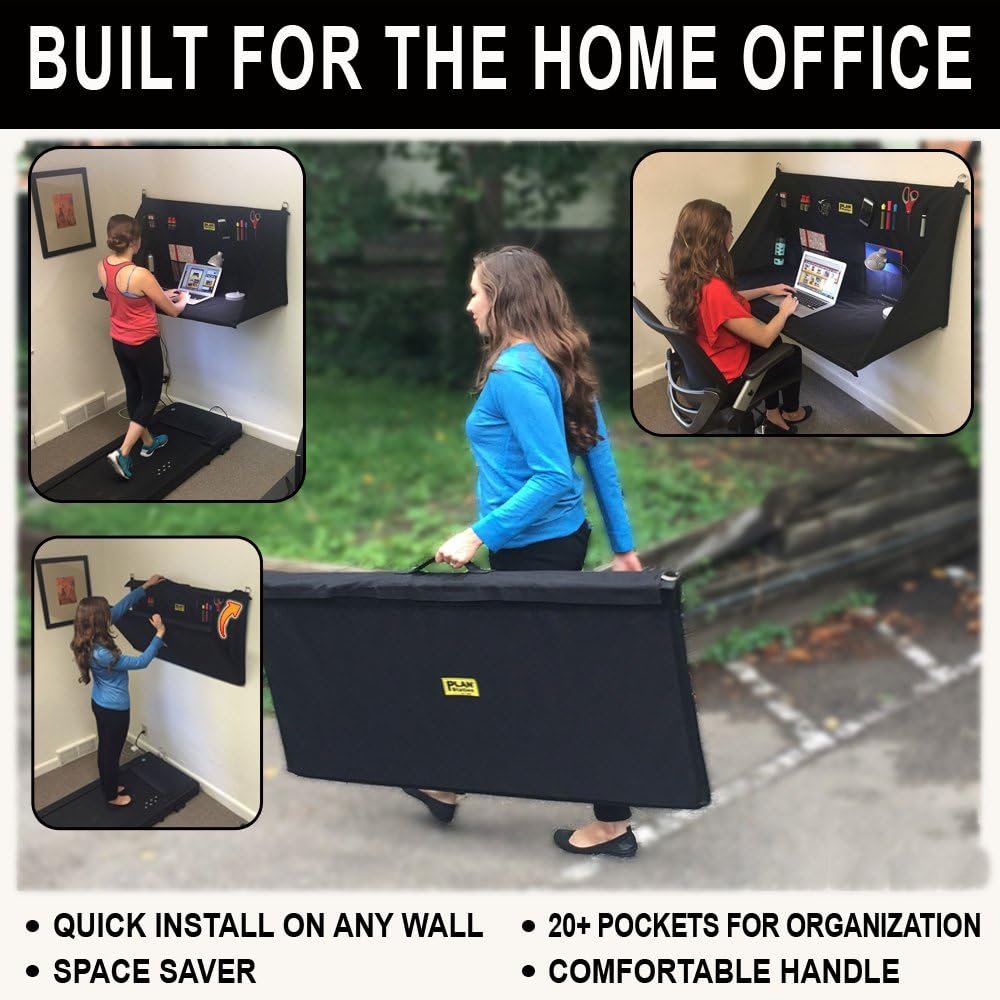 Plan Station Portable Standing Desk, Workbench, Work Station, Storage for Jobsite, Garage, Office, Shop, Hanging Work Surface, 20+ Pockets, Black (WS3800): Office Products