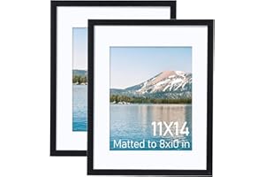 TWING 11x14 Picture Frames Set of 2, Black 11x14 Photo Frames Displays 5 Pcs 4x6 or 2 Pcs 5x7 Photos with Mat for Wall Gallery Decor, Horizontal Vertical Hanging