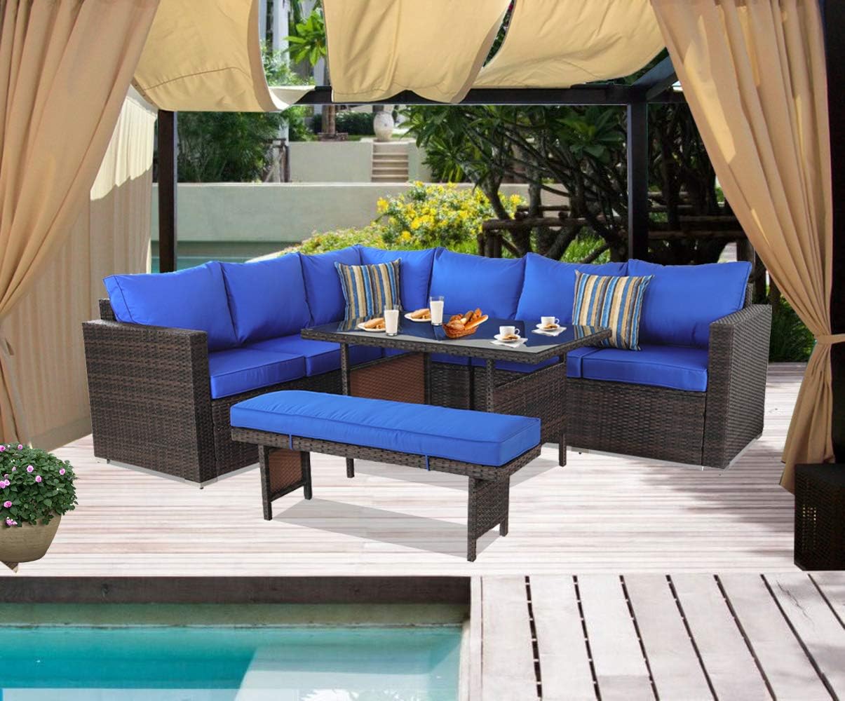 Best 9 piece outdoor wicker dining set with cushions
