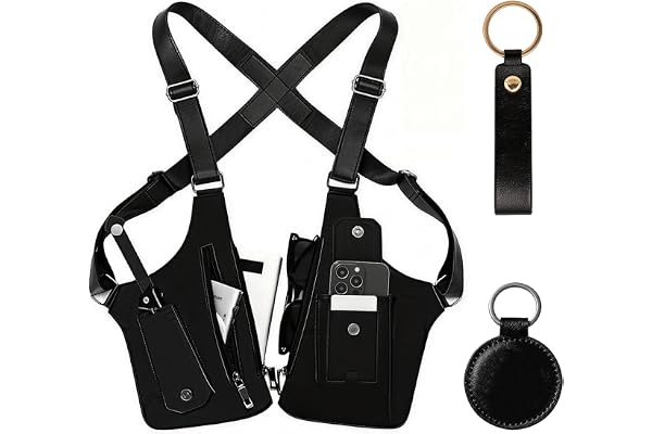 Double Shoulder Armpit Bag, Premium Leather Adjustable Underarm Shoulder Bag with Adjustable Strap Anti Theft Pickpocke (Blac