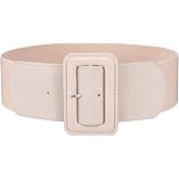 JASGOOD Women Wide Stretchy Belt for Dress Wide Suede Elastic Belt with Vintage Chunky Square Buckle