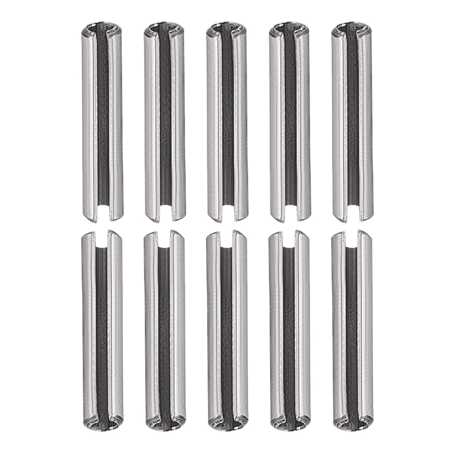 DTGN 3mmx10mm(DxL) Slotted Spring Pin - 50Pack - Good for Home Machine Fastener - 304 Stainless Steel Spring Dowel Tension Roll Pin - Silver