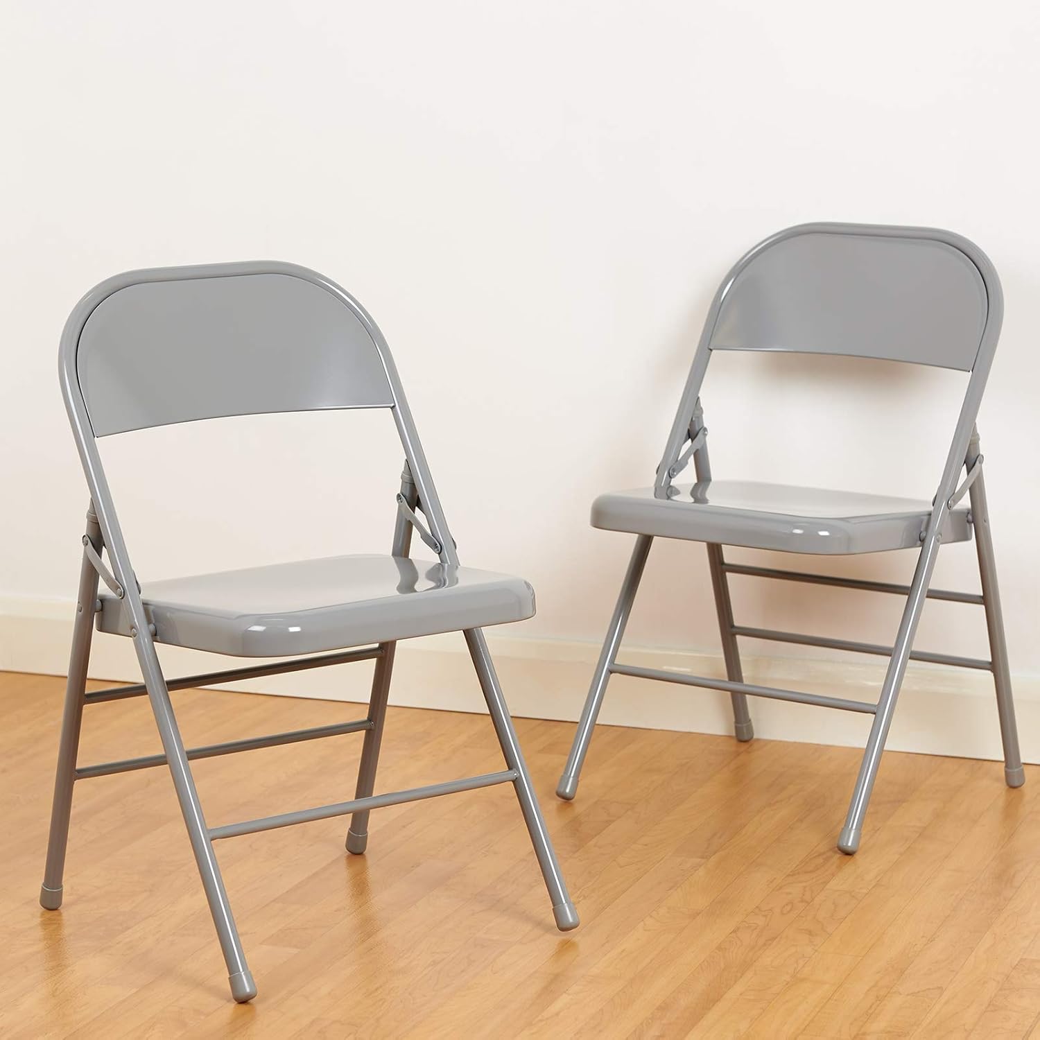 Roost Set Of 2 Grey Metal Folding Chairs Amazon Co Uk Kitchen Home