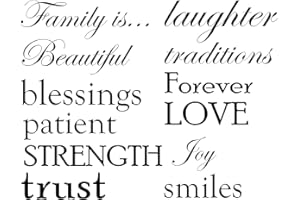 INNOVATIVE STENCILS Set of 12 Family Quote Words Vinyl Wall Sticker Picture Frame Wall Family Room Art Decoration #1332 (Matte Black)
