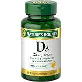 Nature's Bounty Vitamin D3 1000 IU Softgels, 350 Count | Immune Support, Promotes Healthy Bones, 1 Softgel per Day, Gluten Free