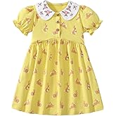 DOCOLL Toddler Girls Clothes Cotton Short Sleeve Casual Girls Spring Summer Dresses for Kids 2-7 Years